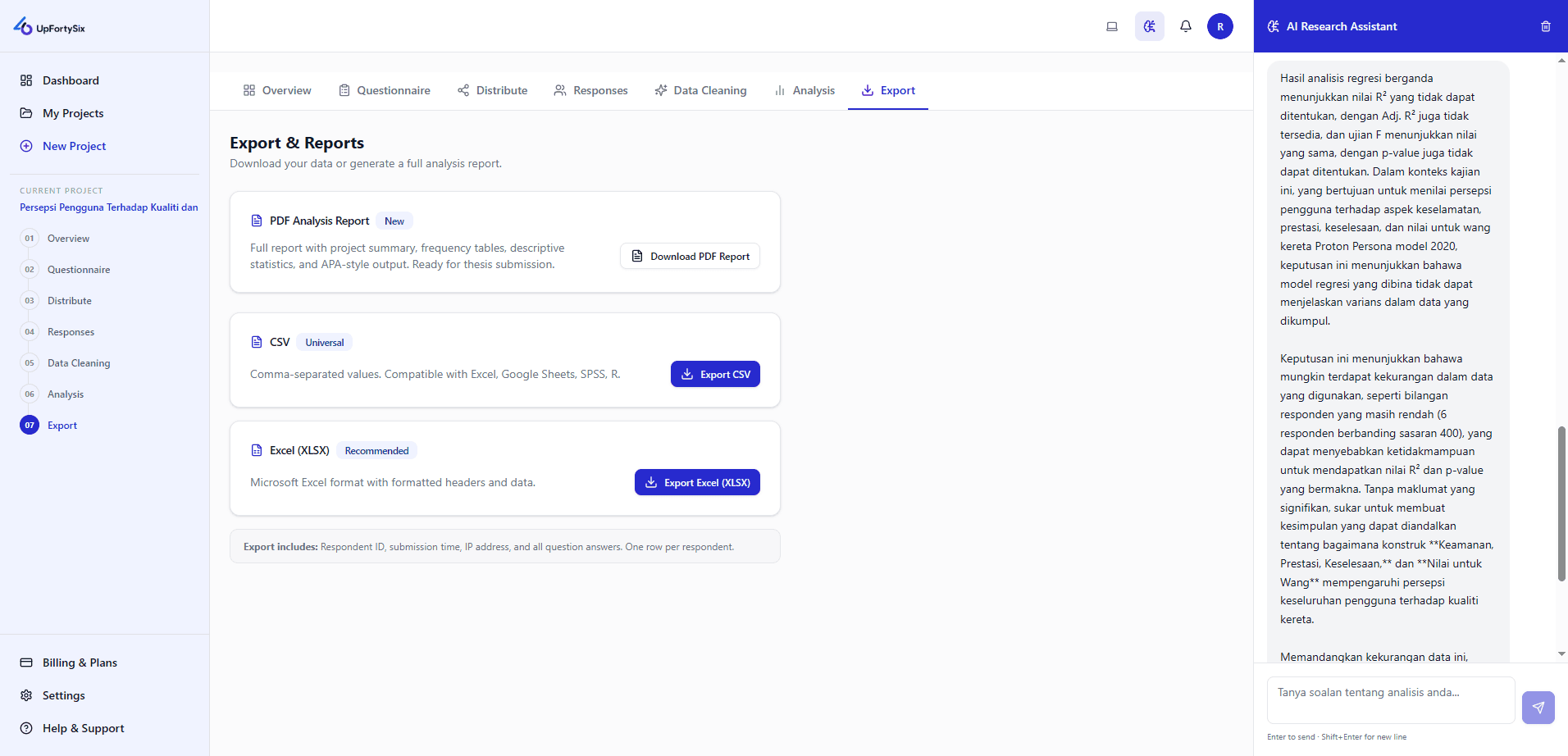 Export & Reports